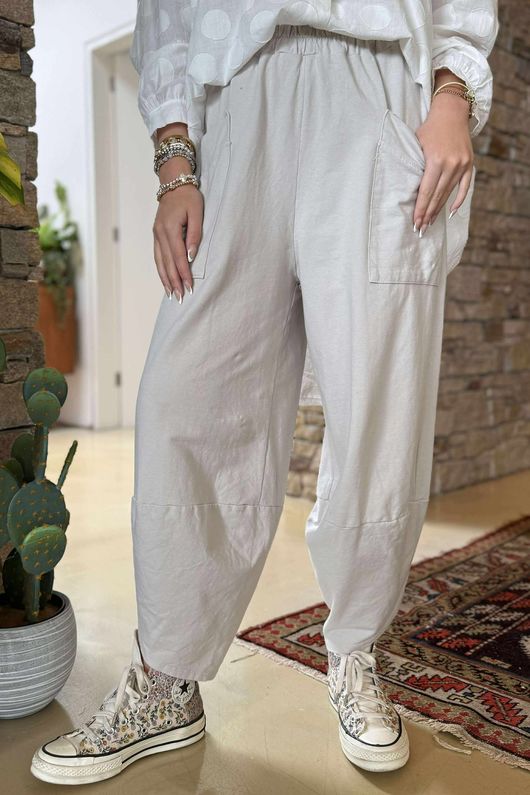 Made in Italy Lagenlook Shelby Cocoon Pant Stone 